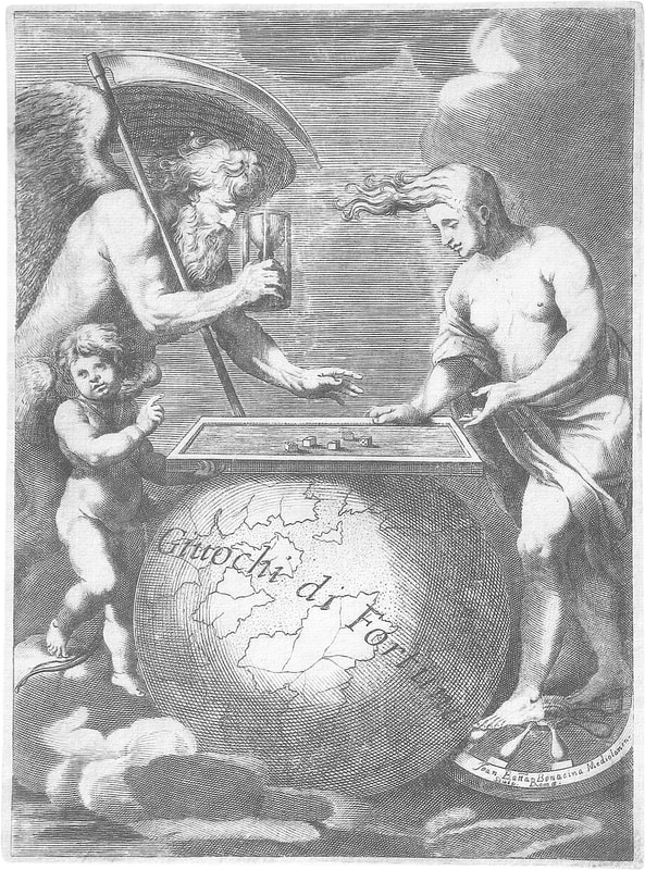 Allegory of Father Time playing dice with Fortune, circa 1631-1659.